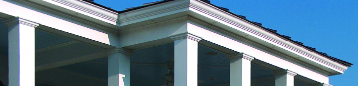 White square columns with Permacast Wrap